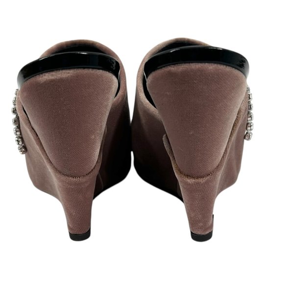 NWOB Giuseppe Zanotti Deva Punk Velvet Crystal Embellished Wedge Heels - Picture 9 of 15